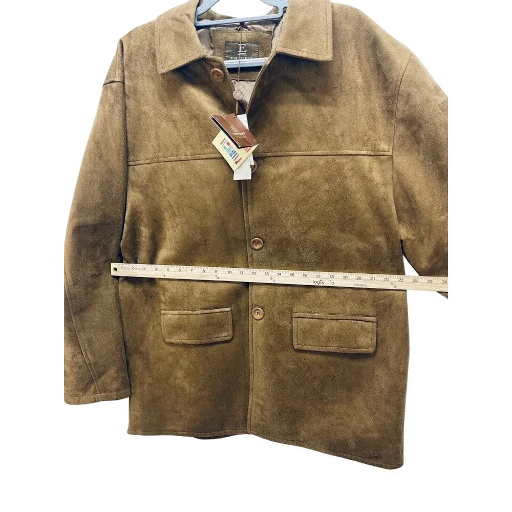 Emporio Fashion Men's Faux Suede Leather Jacket Camel Brown Size XL New